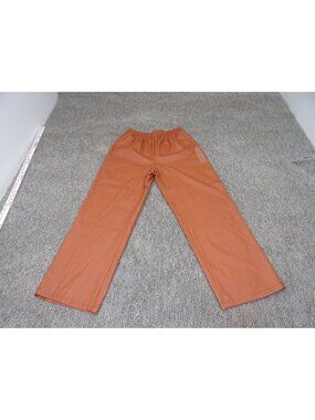LUCYPARIS Women's Rust Faux Leather Elastic Waist Pull-On Pants Size Small